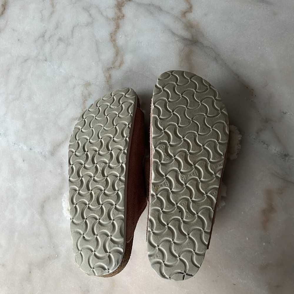 Birkenstock Arizona Shearling Suede Leather Pink Clay Double Strap Sandals 7US - Picture 12 of 17